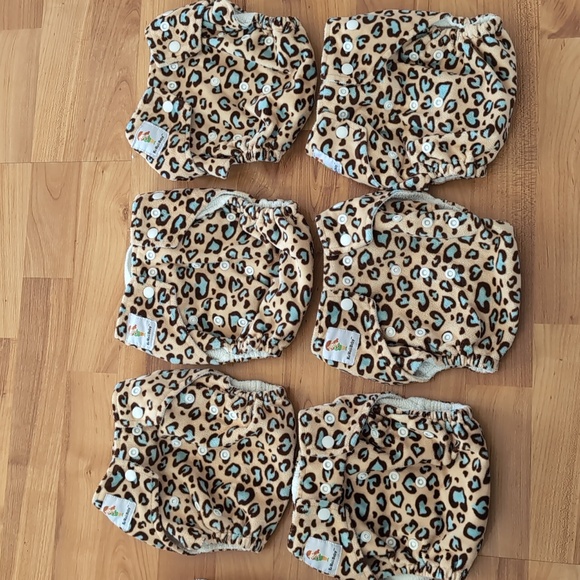 Kawaii Cloth Diaper Lot Bundle All In One Leopard Blue Tan Brown - Picture 2 of 7